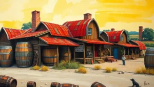 Interior view of a finished home showing curved walls made from repurposed barrels.