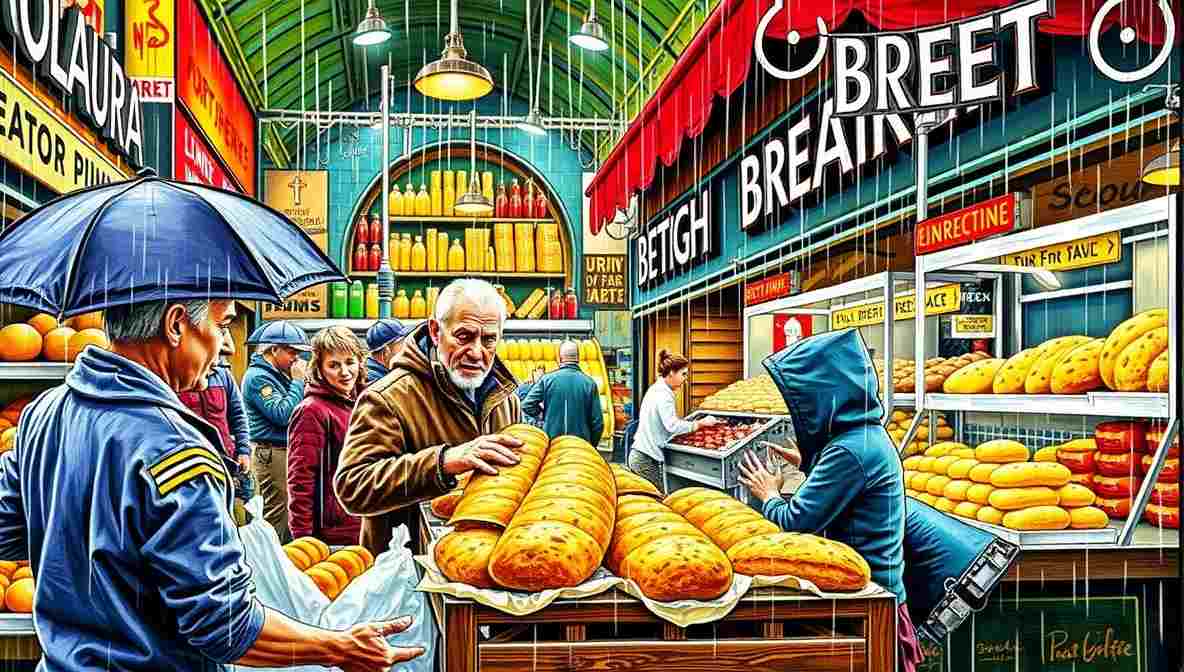 Borough Market Transforms Into Biblical Scene as Vendors Protect Bread During 90-Second Drizzle