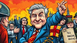 Contrasting images of a Tory donor and a Labour politician, representing the internal political conflict over the wealth tax.