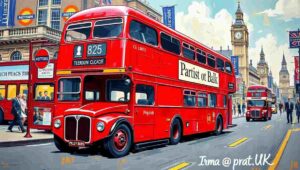 Long queue of people waiting patiently at a British bus stop in the rain