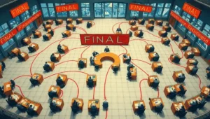 A podium with a backdrop announcing 'DELIVERING THE FINAL PHASE'.