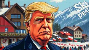 Donald Trump wielding executive power and political influence over European allies