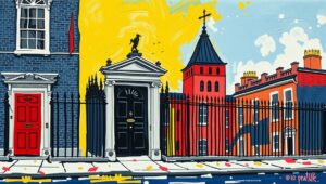 Satirical flowchart showing a bureaucratic 'review' process with loops and delays.