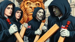 Guarding Trafalgar Square Lions (2)