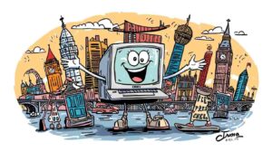 Humorous illustration of the left's alleged digital failure against entertaining, viral conservative content.