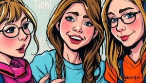 It's Not Terrorist Groups Ruining the World (2) Illustration of a teenage girl looking at her phone, surrounded by social media icons and drama symbols.