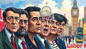 Conceptual image showing Labour MPs complaining in corridors but avoiding formal challenge paperwork.