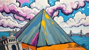 The full facade of St. Anne's Limehouse church, showing the pyramid in its urban London context.