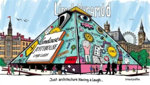 The pyramid illuminated at dusk, a permanent monument to an 18th-century architect's sense of humor.