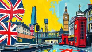 A line of Londoners queuing perfectly in single file, demonstrating practiced restraint and quiet judgment.