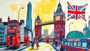 A group of Londoners in a traditional pub, engaged in restrained, polite conversation over pints.