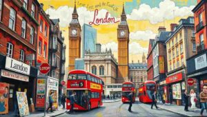 Aerial view of heavy traffic congestion on a major London road, with the Shard visible in the background.