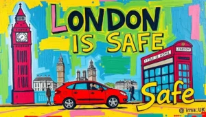 Illustration of a smartphone theft in London juxtaposed with shoplifting symbols.