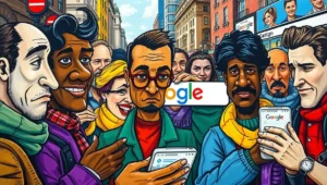 Illustration of a London pigeon staring suspiciously at a person on a park bench.