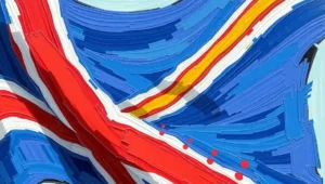 Cartoon of British tabloid headlines about the Sussexes next to a steaming cup of tea.