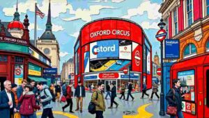 A jam-packed Central line platform at Oxford Circus Station during evening rush hour.