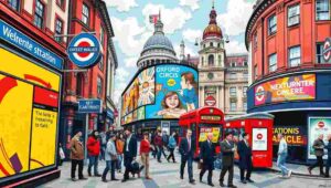 A dense, packed crowd of people moving through Oxford Circus Station's narrow underground corridors.
