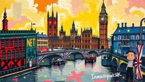 Satirical cartoon of politicians failing upwards on a career ladder