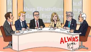 Conceptual image showing overlapping speech bubbles with phrases like 'back in my day' and 'smartphones.'