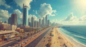 Political cartoon of Trump and Blair at a boardroom table with a 'Board of Peace' sign and money bags.