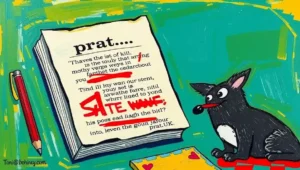 Meaning of "Prat"? - Satirical dictionary page showing 'prat' definitions from buttocks to foolish person.
