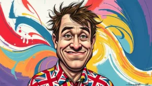 Cartoon of confused American thinking 'prat' is a typo for 'brat'.