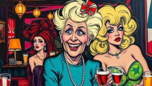 A drag performer engaging directly with the audience in the Tavern's famously intimate setting.