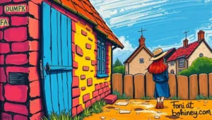 Satirical collage of Sarah Ferguson considering a move from Windsor to Portugal.