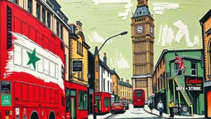 Syria Bombing (1) Smoke plumes rising from a targeted airstrike site in a Syrian landscape.