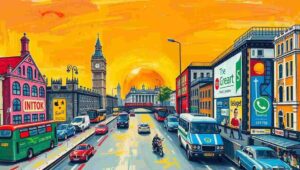 Silicon Roundabout and Tech City London street view A view of Old Street Roundabout (Silicon Roundabout) in London, the symbolic heart of Tech City.