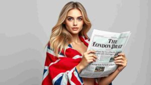 A stack of satirical newspapers with bold, humorous headlines on a cafe table.