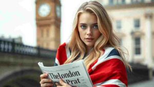 A columnist typing furiously on a vintage typewriter A satirical image of a columnist typing an opinion piece with dramatic intensity on a typewriter.