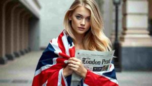 An editor reviewing satirical headlines and layouts at a bustling newspaper desk.