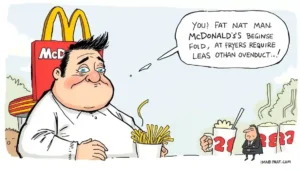 Former Governor Tim Walz in McDonald's uniform, beginning his new career as described in the article's opening.