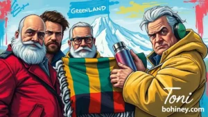 Illustration of a military strategy meeting where a general presents a blanket and thermos as defense tools.