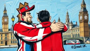 Satire image: A 'For Sale' sign planted on an iceberg, representing Greenland.