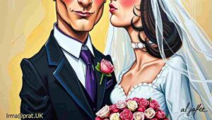 A man giving a wedding speech, making affectionate jokes at the groom's expense.