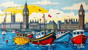 UK's Stop the Boats Campaign Successfully Increases Boats (2) Illustration of a UK politician shouting into a megaphone pointed at the sea.