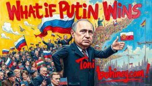 Infographic showing global economic disruption and energy market chaos scenarios.