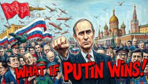 Satirical map showing hypothetical Russian territorial expansion after Ukraine victory.