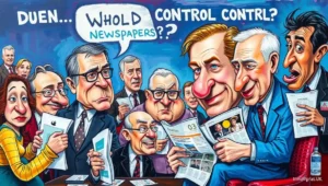 The Daily Telegraph newspaper caught in a tug-of-war between different financial and political interests.