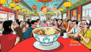 Steaming basket of pork and shrimp wonton dumplings on a bamboo tray.