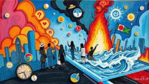 Smartphone screens showing viral outrage and emotional emergency on social media