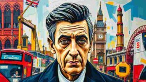 A man typing at a laptop with a pop-up saying 'Accept All Cookies' next to a burning book titled 'History'.