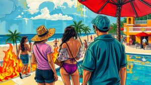 Cancún beach with tourists despite travel warnings and cartel violence in surrounding regions