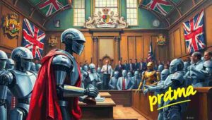 Human looking confused at computer screen showing AI dominance notification