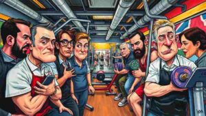 Personal trainer in London gym shouting encouragement at client mid-workout