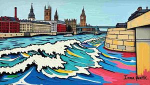 North London vs South London, River Thames rivalry, London property prices River Thames dividing North and South London with city skyline