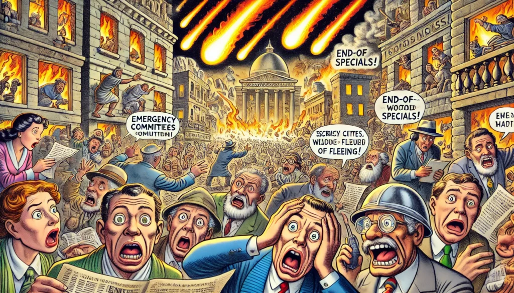 EXTREME CLOSE UP satirical editorial illustration inspired by classic mid century American humor magazines, using exaggerated, whimsical, expressive c The six passages cited — Genesis 19, Leviticus 18:22, Leviticus 20:13, Romans 1:26–27, 1 Corinthians 6:9–10, and 1 Timothy 1:9–10 — are real, genuinely contested, and accurately represented.