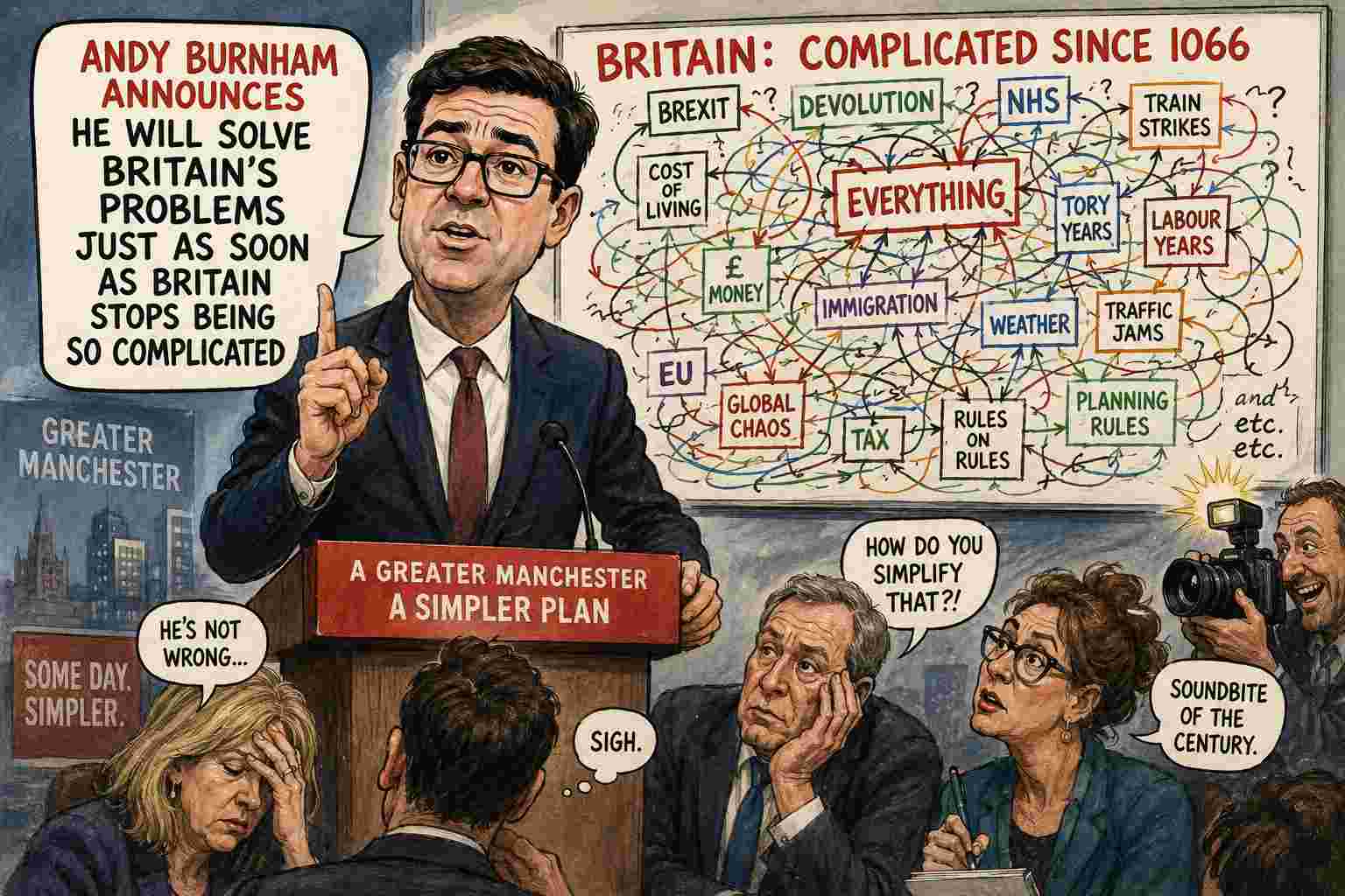 Andy Burnham Announces He Will Solve Britain’s Problems